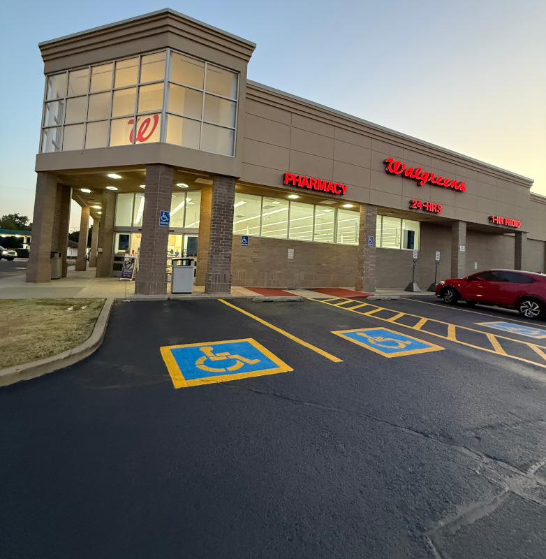 Final view of Walgreens parking lot which was sealcoated and striped