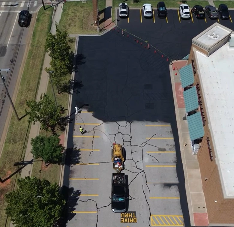 Areal view of Walgreens parking lot in OKC