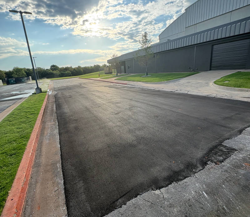 Asphalt patch in parking lot on Edmonds OK