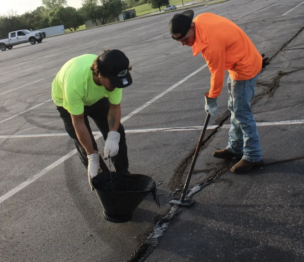 mastic asphalt sealing being appiled